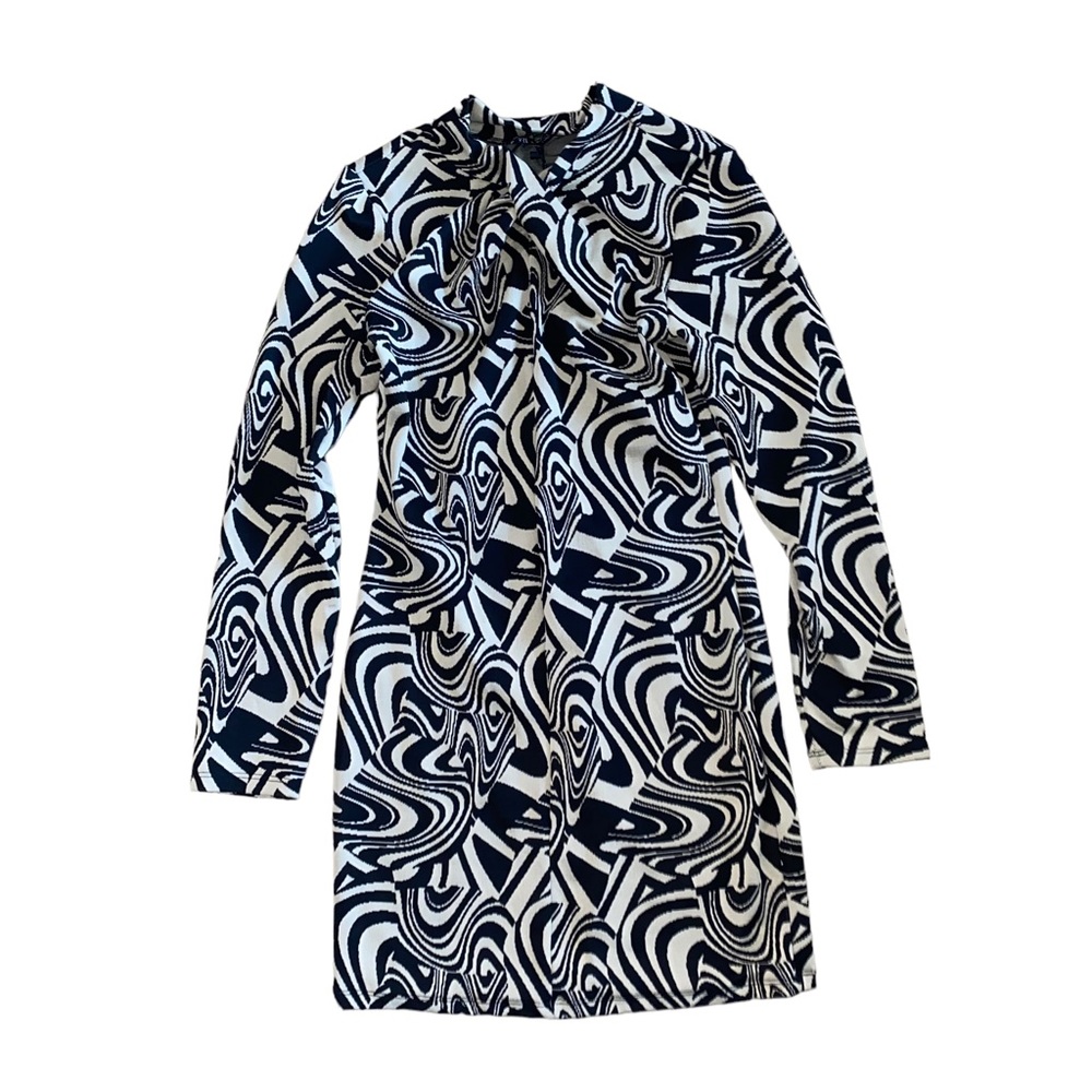 Zara Black and White Swirl Mini Dress